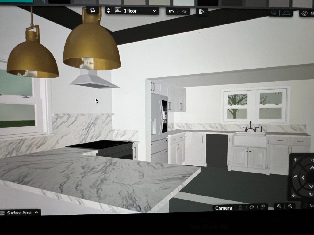 Photo of rendering of mid centruy modern kitchen 